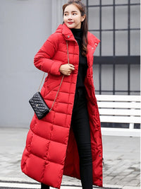 Oliburneia | Damen Elegante Pufferjacke mit Daunen-Baumwollfüllung – Rot