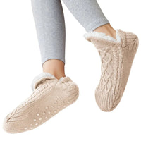 Poielle | Bequeme Winterwarme Plüsch Hausschuhe – Beige