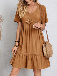 Emily - Elegantes Kleid mit Bauchabdeckung – Braun