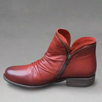 Sighild | Elegante Lederstiefel mit Reißverschluss – Rot