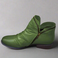 Sighild | Elegante Lederstiefel mit Reißverschluss – Grün