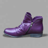 Sighild | Elegante Lederstiefel mit Reißverschluss – Lila