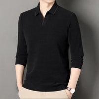 MEYER - LANGARMLIGES STRICK-POLOSHIRT – Schwarz