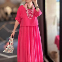 Morocco™ Baumwoll-Leinen-Set im Lagenlook / Zweiteilig, Charme, der Grenzen überschreitet! – Rosa
