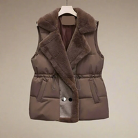 Warme Plüschweste für Damen | Ärmellos – Braun
