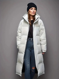 Warme Winter-Pufferjacke für Damen | Lange – Weiß