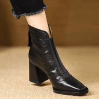 Cilla™ – Orthopädisch inspirierte Stiefeletten mit komfortablem Mittelabsatz – Schwarz