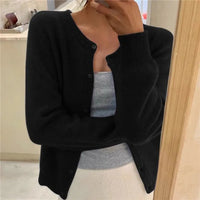 Sofia | Damen Klassiker Aufgesetzte Taschen Strickjacke – Schwarz