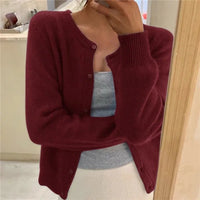 Sofia | Damen Klassiker Aufgesetzte Taschen Strickjacke – Bordeaux
