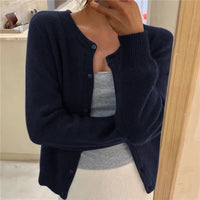 Sofia | Damen Klassiker Aufgesetzte Taschen Strickjacke – Blau