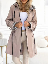 Nadine | Damen Lässig Kapuzen Trenchcoat – Beige
