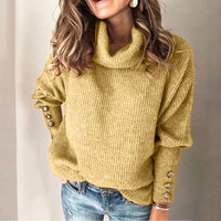 DAME FREIZEIT-MOCK-NECK-PULLOVER | MODERN, BEQUEM, VIELSEITIG – Gelb