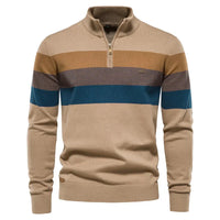 LENNOX – Warmer Strickpullover mit Reißverschluss für den Winter – Khaki