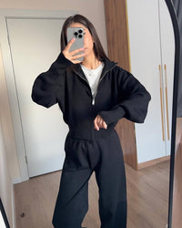 Clarisse Gestricktes Lounge Set – Schwarz