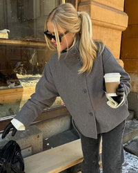 Isabella Elegante Jacke mit Stehkragen – Grau