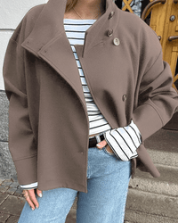 Isabella Elegante Jacke mit Stehkragen – Taupe