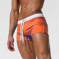 Schnelltrocknende Badeshorts Herren kurz mit Kordelzug – Orange